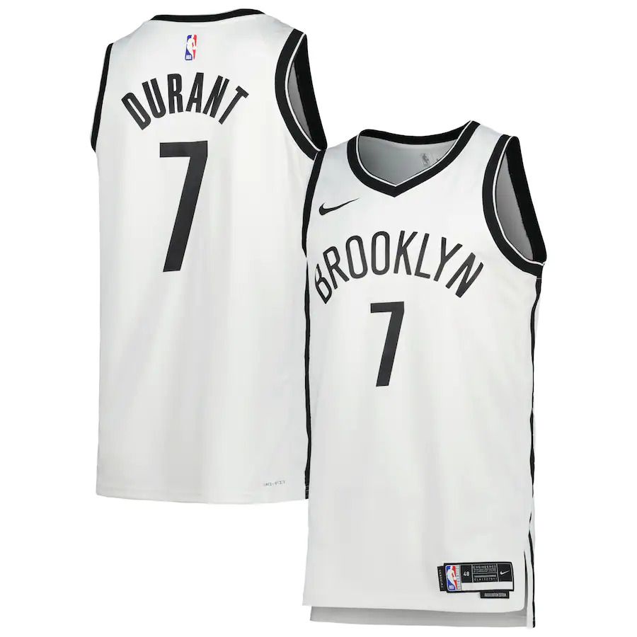 Men Brooklyn Nets #7 Kevin Durant Nike White Association Edition 2022-23 Swingman NBA Jersey->customized nba jersey->Custom Jersey